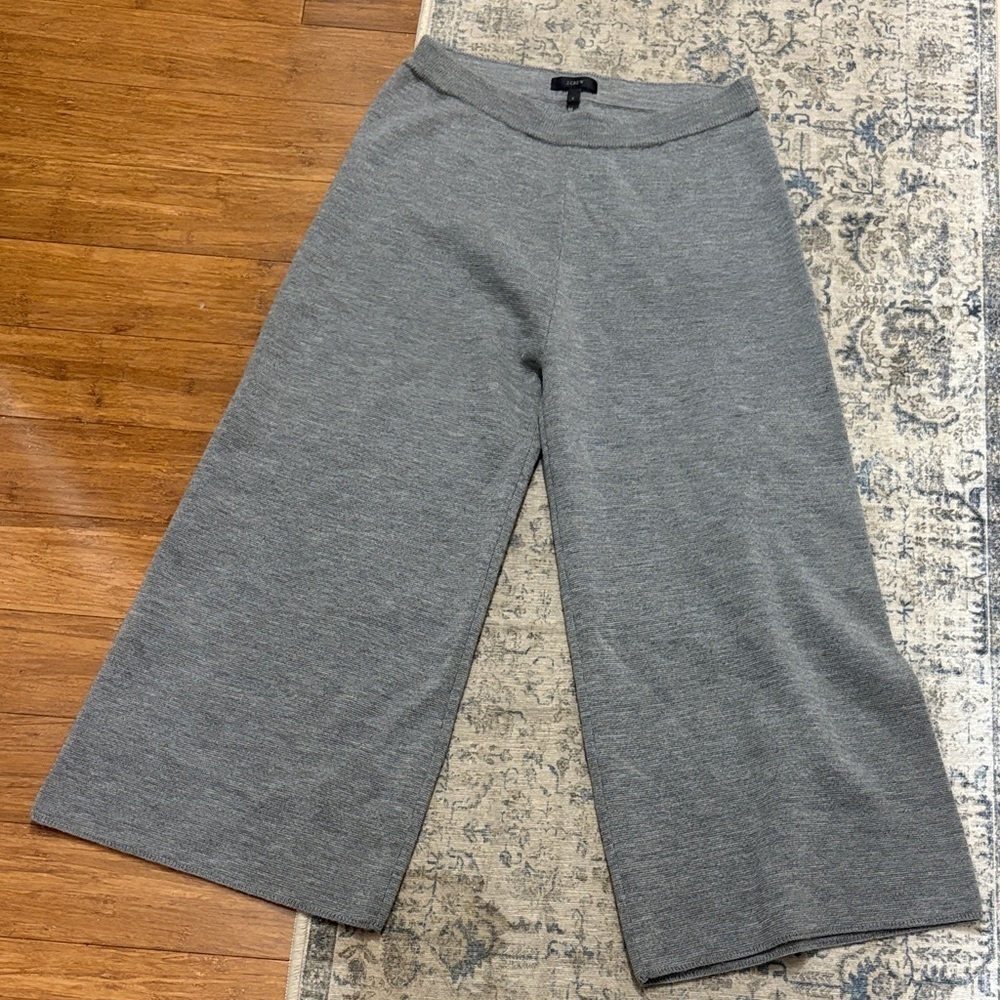 J. Crew Heather Gray Knit wide leg pants - size 2 - 100% wool